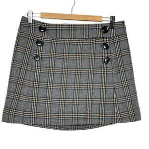 Gap Y2K Plaid Wool Mini Skirt Womens 6 Academia Preppy School Girl Gray A Line